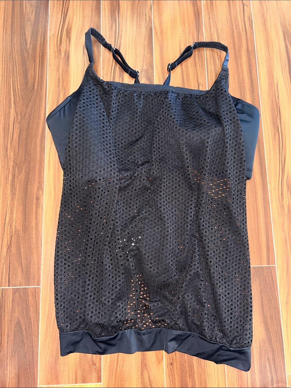 Size 24 Swim by Cacique black lightly lined no-wire tankini top
